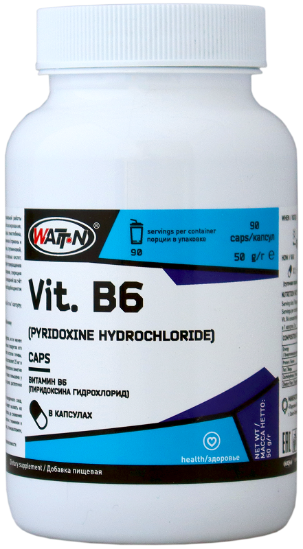 Купить Витамин B6 (Пиридоксина гидрохлорид) в капсулах , 90 капсул на сайте Лактомин