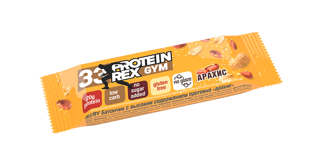 Купить Батончик PROTEIN REX с высоким содержанием протеина «арахис», 60гр. на сайте Лактомин